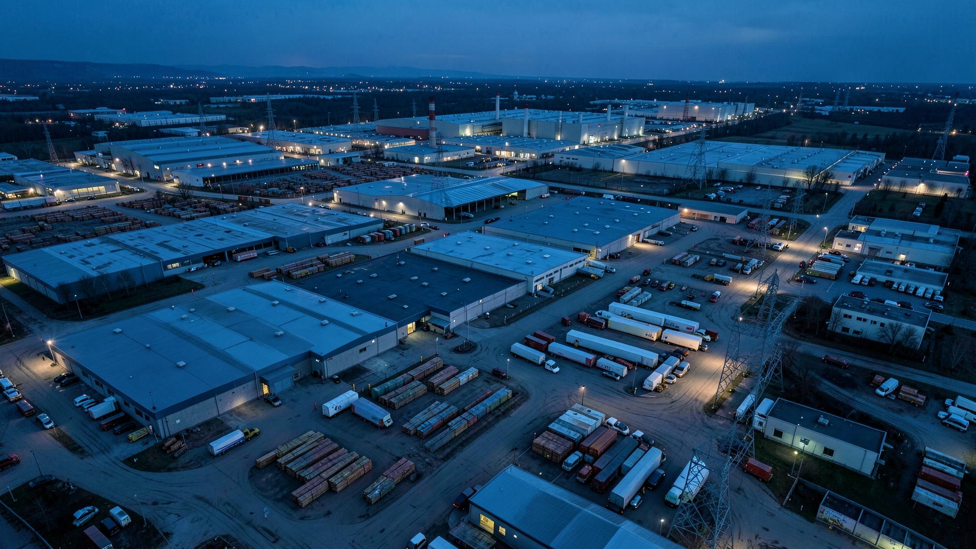 Aerial view of a multi-building corporate or educational campus